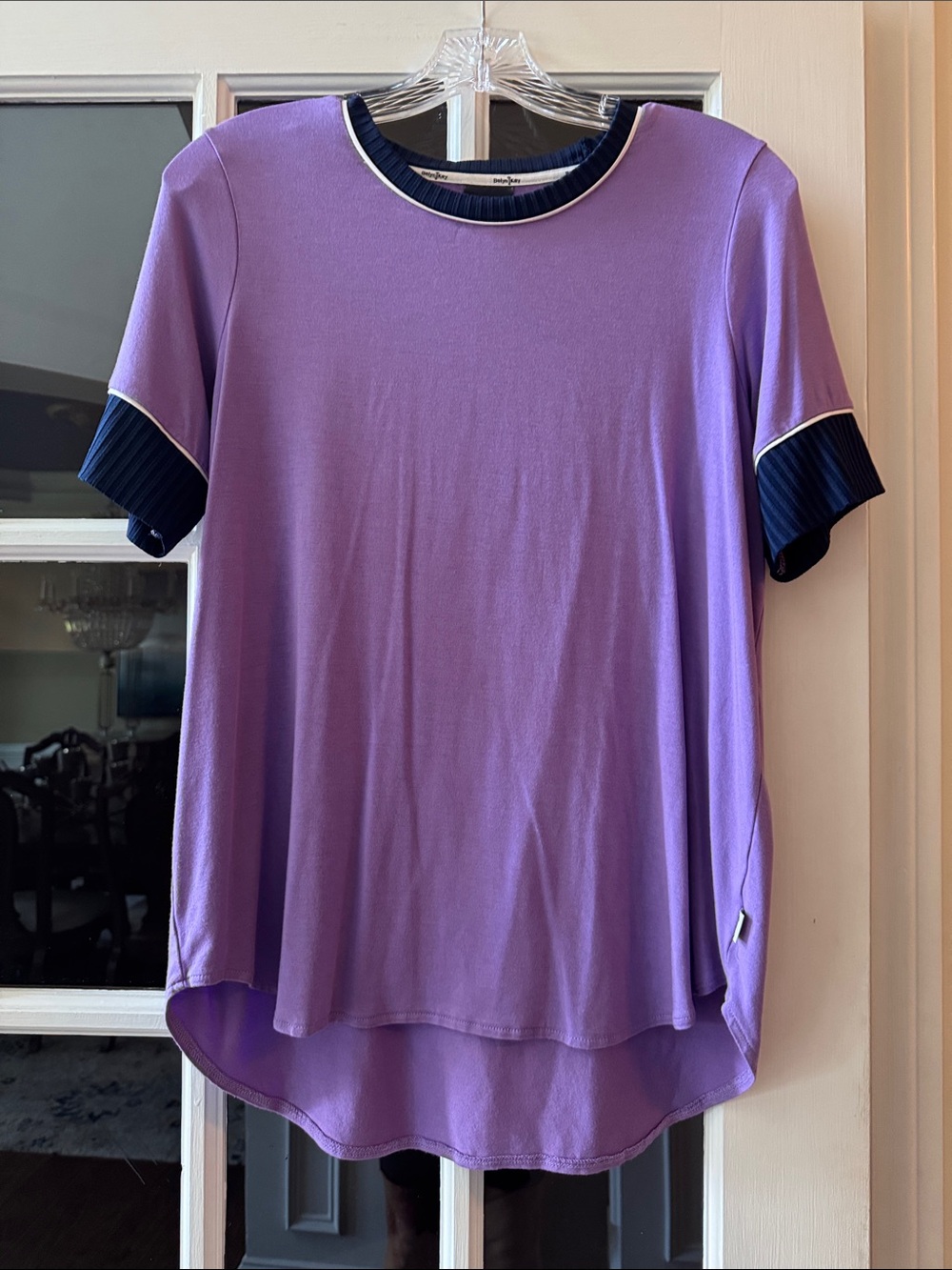Belen Key Lavender Short Sleeve Tee with Navy & White Trim